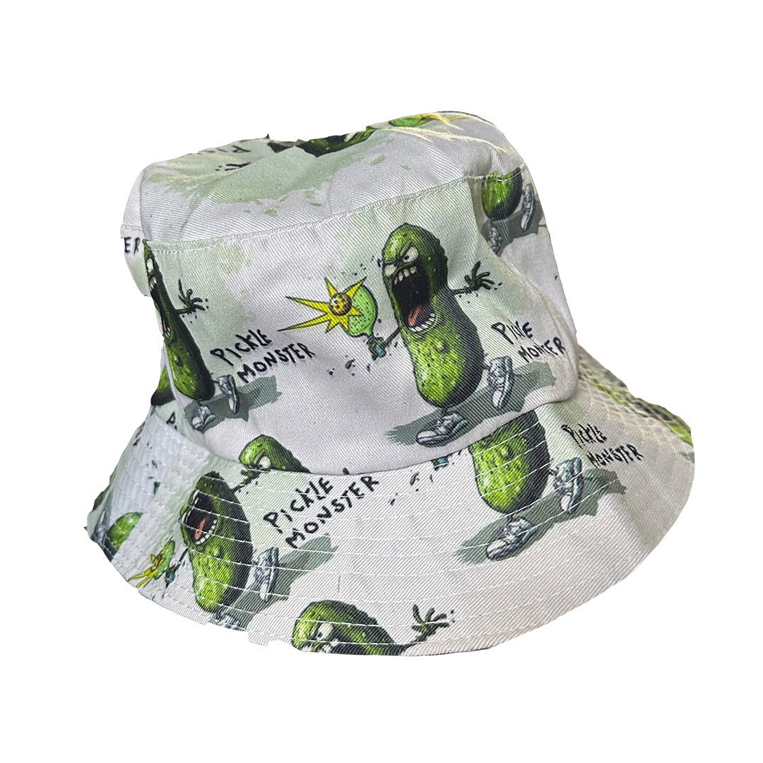 OG Pickle Monster Bucket Hat - Fun Hat Features Mr. Dill, a Dreaded Pickle Monster