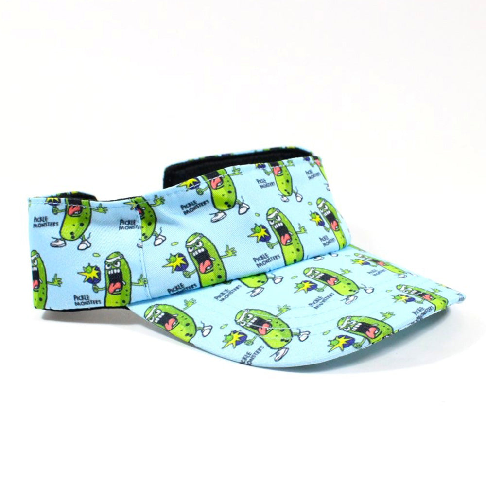 Pickle Monsters Adjustable Pickleball Visor - Adjustable One Size Fits All Sun Visor - Featuring the Dreaded Pickle Monster Crew