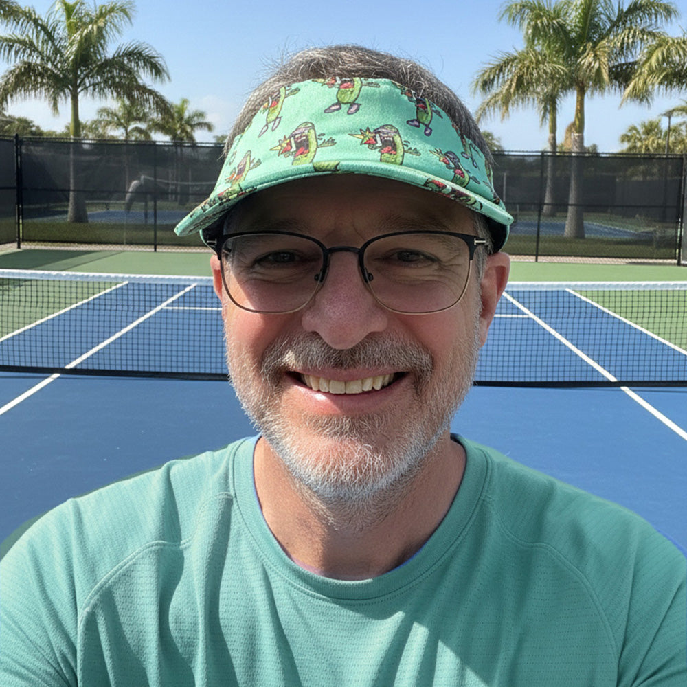 Pickle Monsters Adjustable Pickleball Visor - Adjustable One Size Fits All Sun Visor - Featuring the Dreaded Pickle Monster Crew