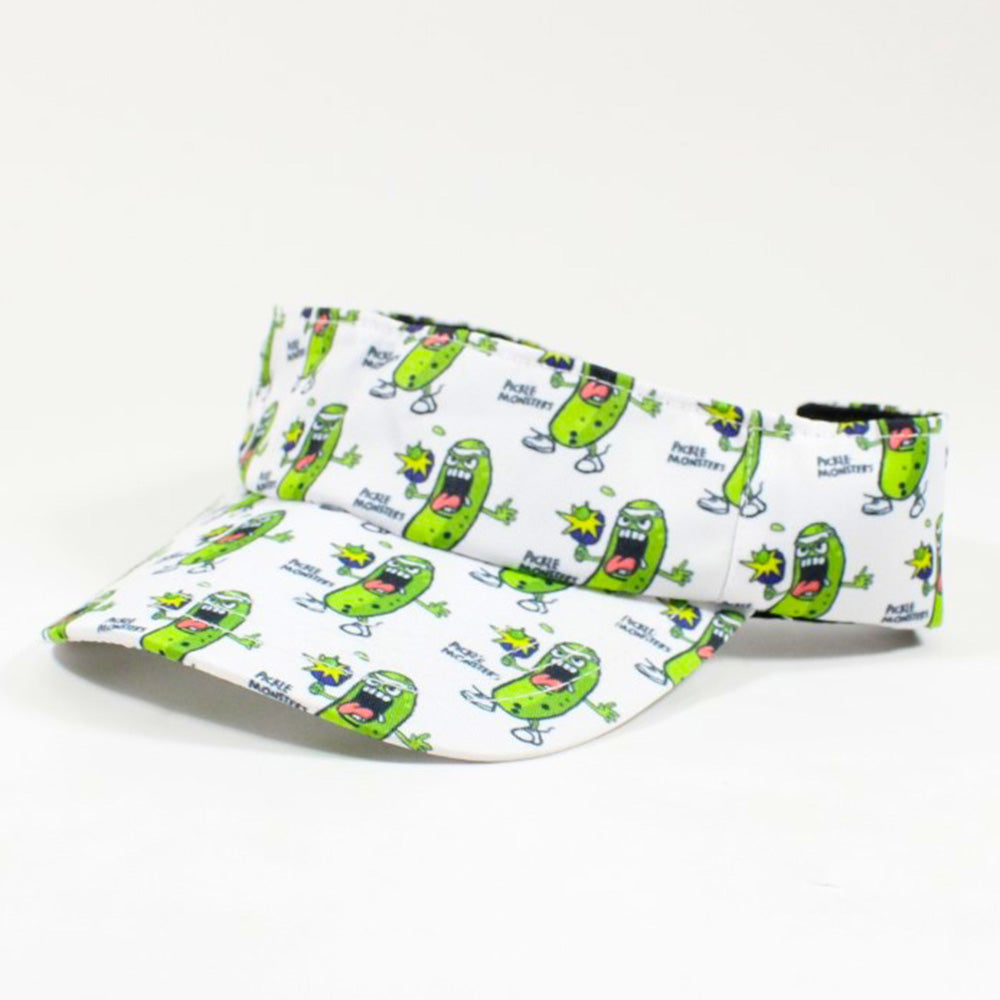 Pickle Monsters Adjustable Pickleball Visor - Adjustable One Size Fits All Sun Visor - Featuring the Dreaded Pickle Monster Crew